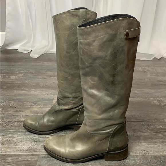 Garnet Hill Shoes - Garnet Hill Olive Green Genuine Leather Tall Boots